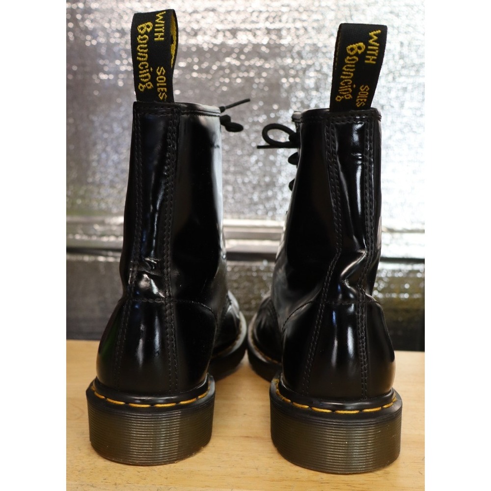 Dr. Martens Boots Womens Size 9 1480 Black Patent Leather Lace Up 8-Eye - Picture 6 of 11